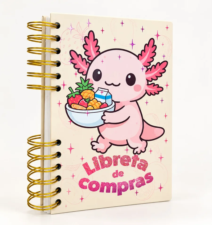 Libreta engargolada con ilustración de ajolote