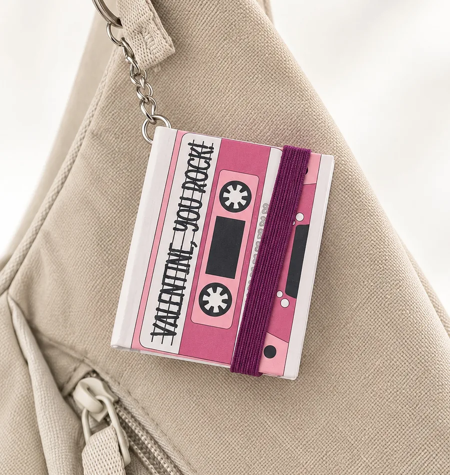 Llavero mini libreta cassette
